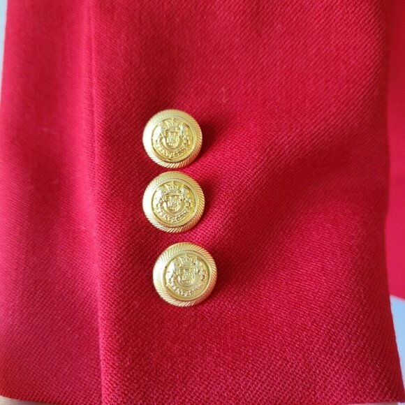 Pendleton Red Wool Structured Double-Breasted Blazer Jacket Gold Buttons Size 8 - Picture 9 of 13